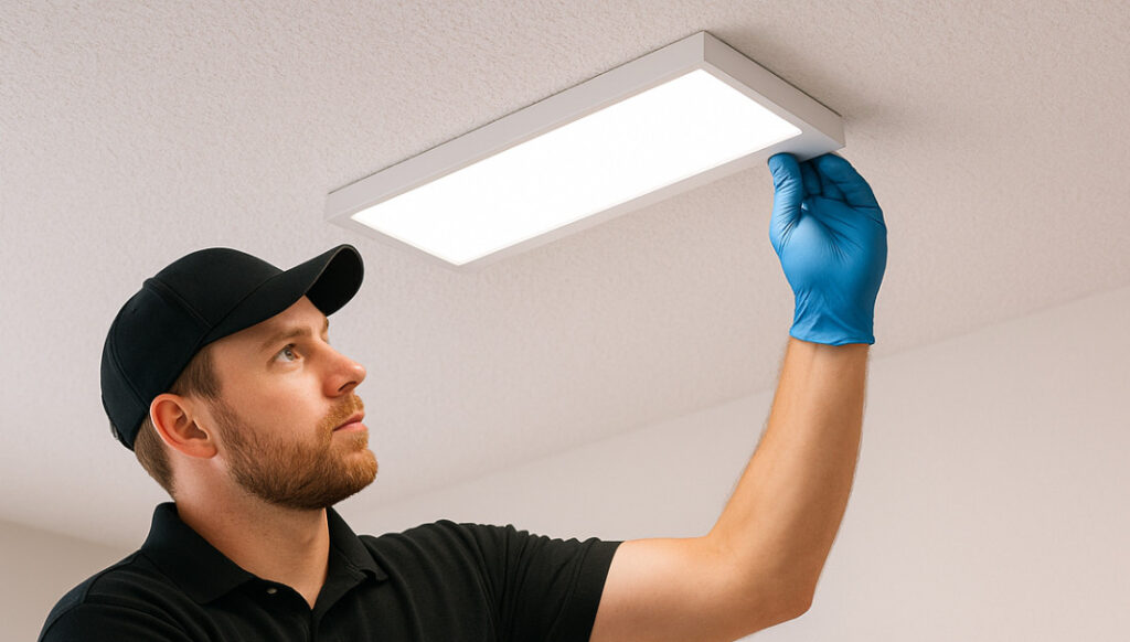 LED lighting fixture installation.