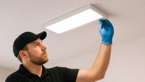 LED lighting fixture installation.